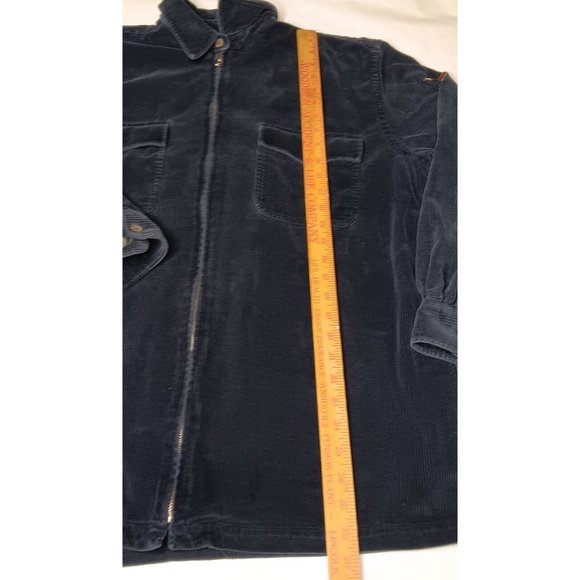 Lauren Ralph Lauren Womens Large Shirt Jacket Blue Corduroy Wide Wale Oversized - Picture 4 of 10